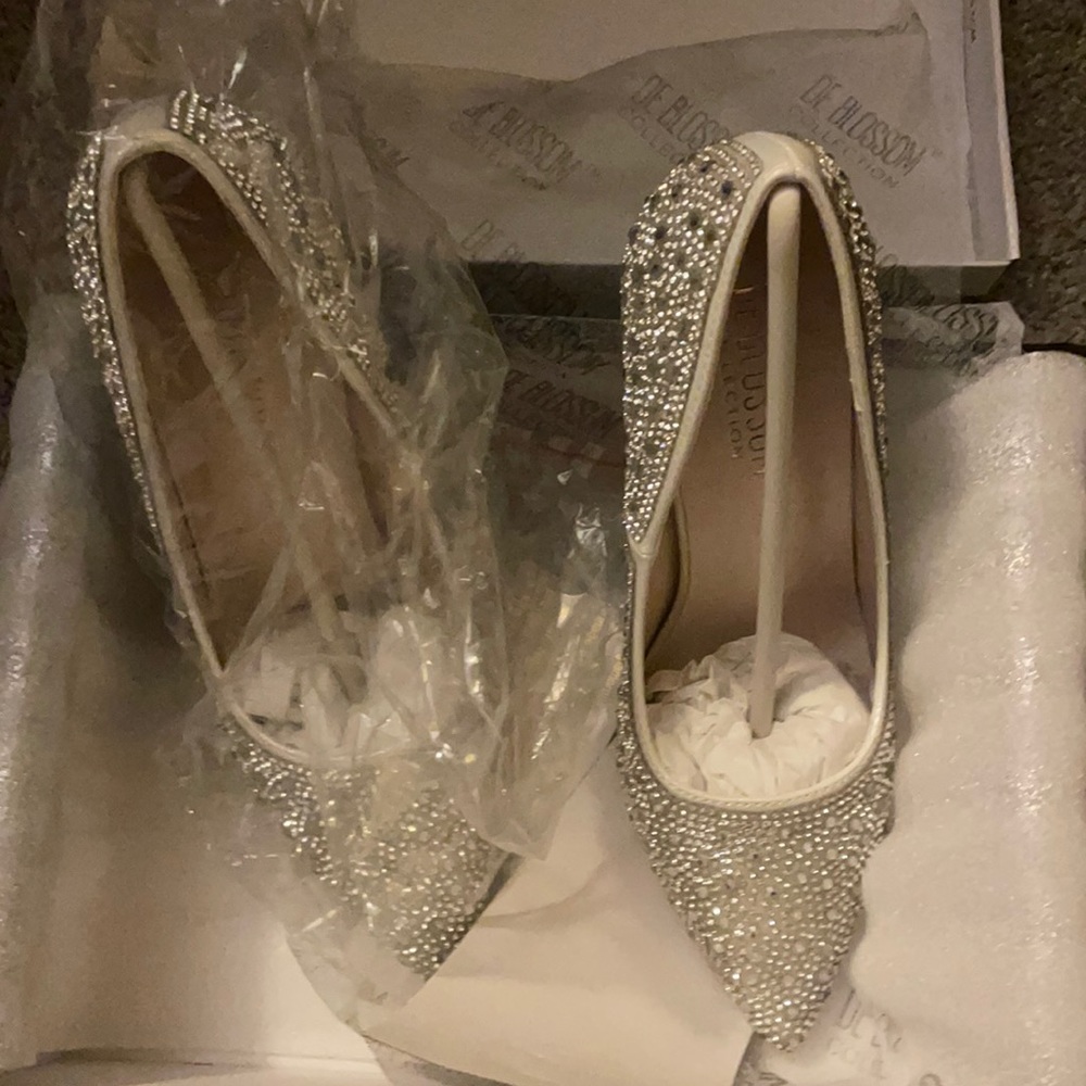 Rhinestones, white, 4inch heels.